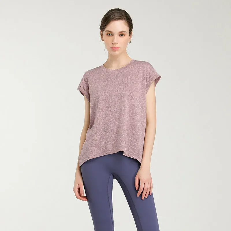 Camiseta deportiva con temperamento para culturismo, ropa deportiva, camiseta, ropa de Yoga a la moda, Tops traseros de belleza Sexy, ropa deportiva para mujer