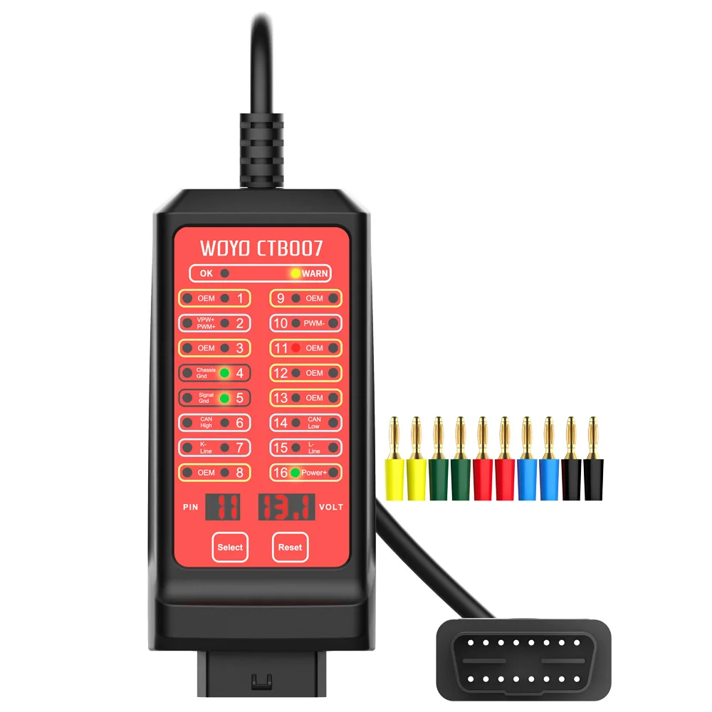 WOYO-probador de diagnóstico de vehículos a bordo, dispositivo de diagnóstico OBD de 16 Pines, detección de caja de ruptura, probador de circuito CAN Bus, 12V, 24V