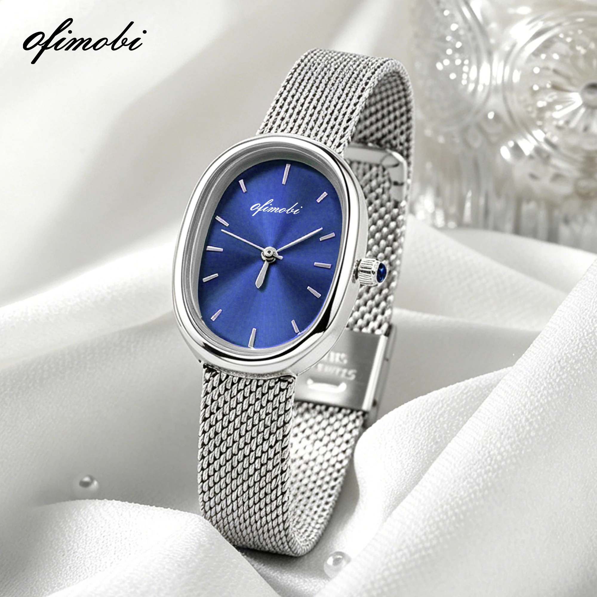 Reloj de Cuarzo para Mujer con Esfera Ovalada, Correa de Malla Milanesa Premium, Esfera con Efecto Rayos de Sol, Resistente al Agua 30M, Elegante Reloj de Pulsera
