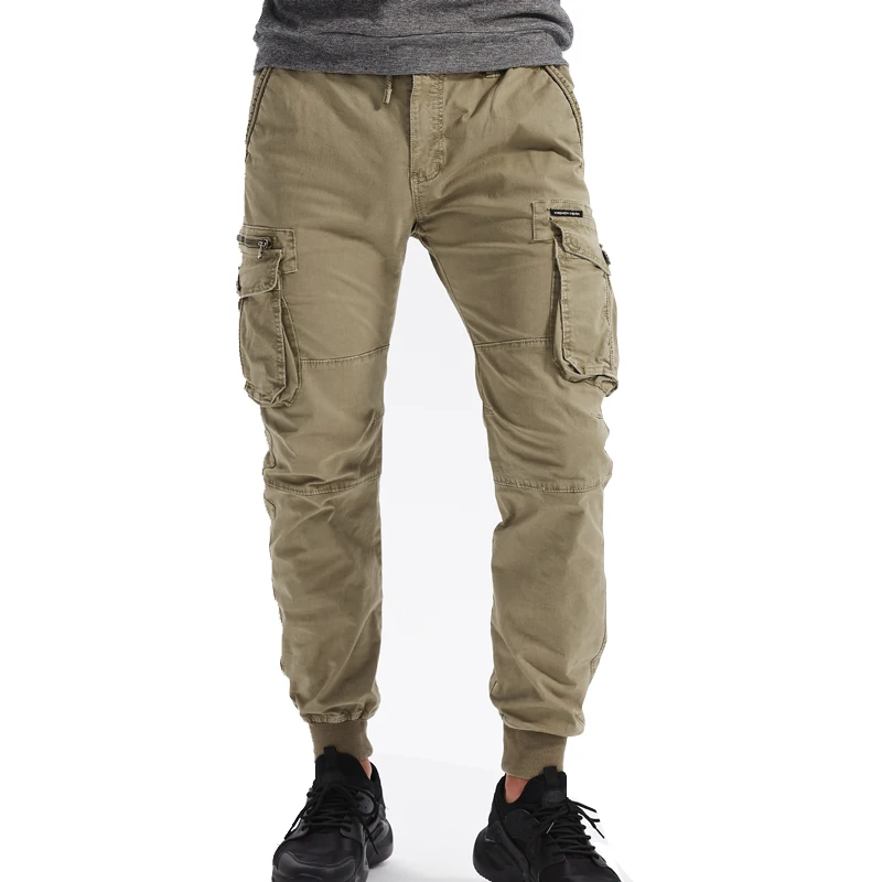Nuevos pantalones Cargo de algodón para hombre, pantalones informales de color caqui para hombre, pantalones tácticos Cargo con múltiples bolsillos, pantalones negros de moda gris claro, ropa de trabajo