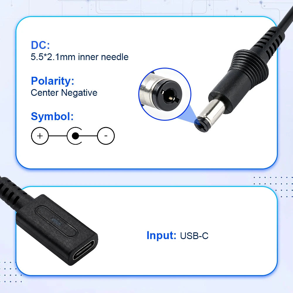 Cable de Alimentación LinkRetro PD 9V USB-C a DC, Adaptador de Carga Tipo C para Consolas Famicom SFC MD1 Genesis1 PC Engine Game Gear