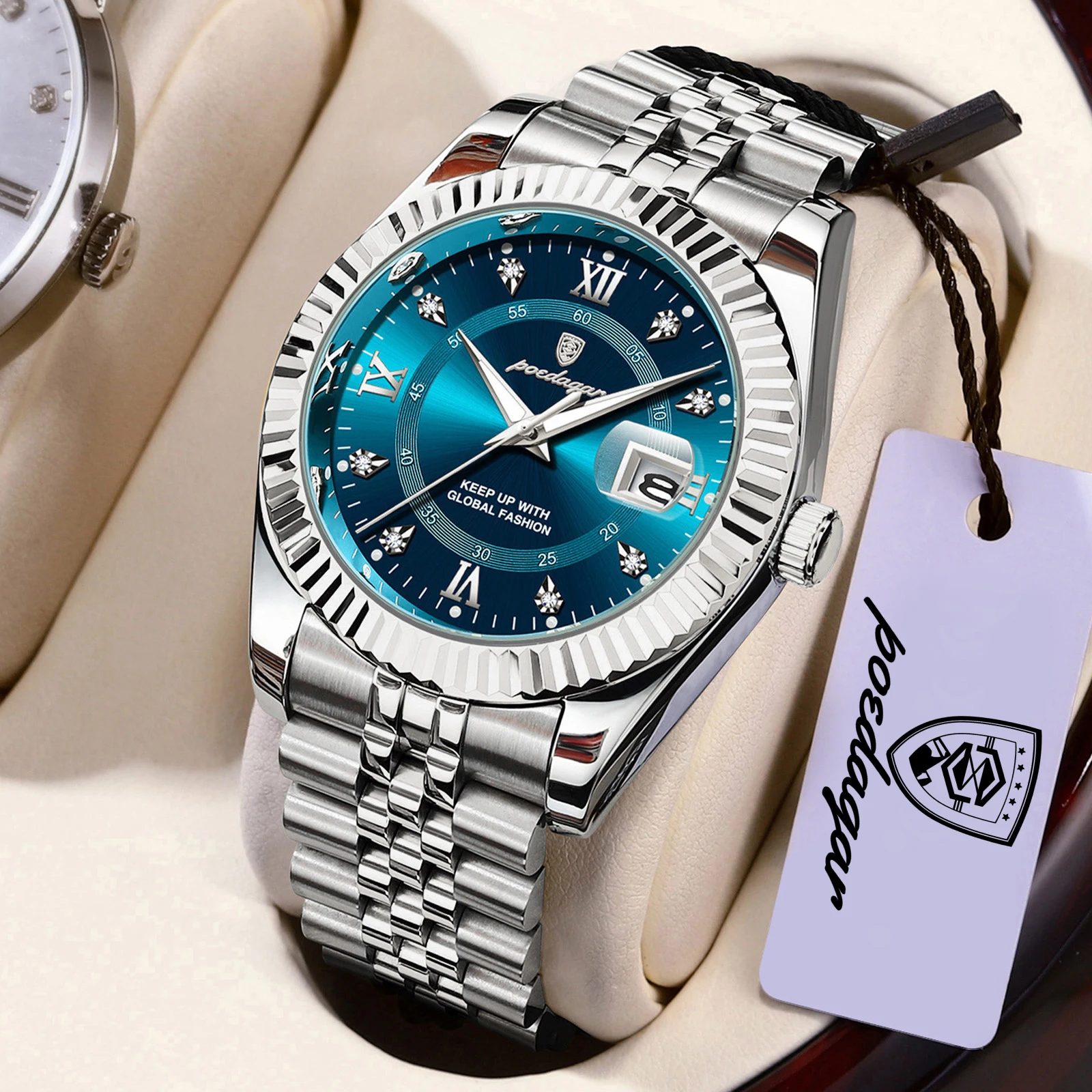 Reloj de Pulsera Original POEDAGAR para Hombre, Resistente al Agua, Luminoso, con Fecha, Reloj de Negocios para Hombre, Reloj de Cuarzo de Acero Inoxidable, Relojes Militares para Hombre