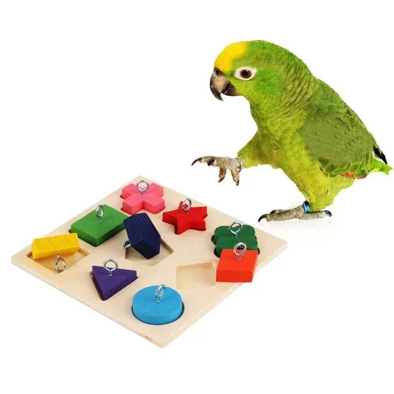 Juguetes educativos para loros, juguetes de entrenamiento interactivos para loros, bloques de madera, rompecabezas para pájaros, suministros para pájaros