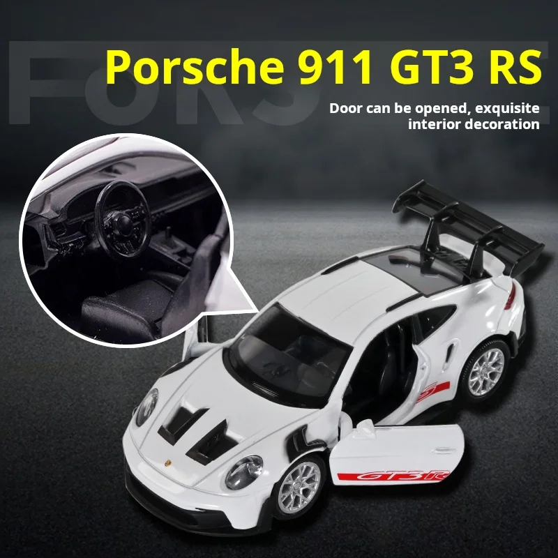 Coche Deportivo de Carreras Porsche 911 GT3 RS a Escala 1:36, Modelo en Miniatura de Aleación Fundida a Presión, Juguete de Colección Rápido y Furioso, Regalo de Cumpleaños para Niños