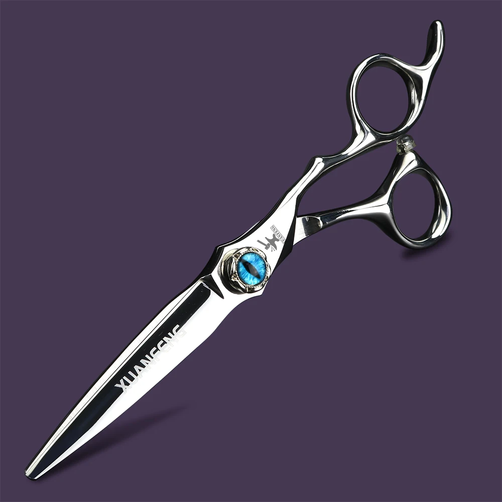 XUANTENG-Tijeras plateadas para el cabello con tornillo de ojo del diablo, tijeras de corte y tijeras de adelgazamiento de 6 pulgadas, tijeras japonesas de acero 440C