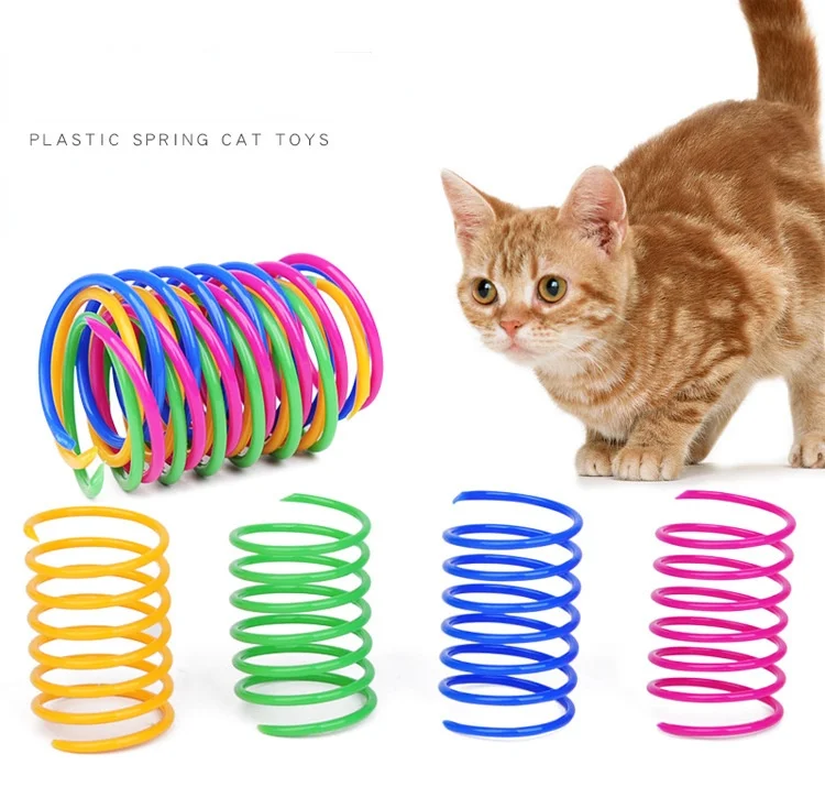 Coil para gatitos, resortes en espiral, juguetes para gatos, medidor interactivo, juguete de resorte para gatos, resortes coloridos, juguete para mascotas, productos para mascotas