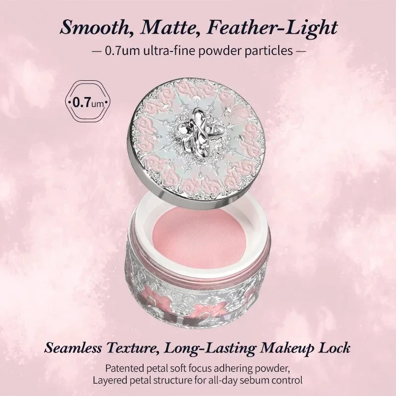 Flower Knows Swan Ballet Knight Unicorn Polvo Fijador Mate para Maquillaje, Control de Grasa, Textura Fina