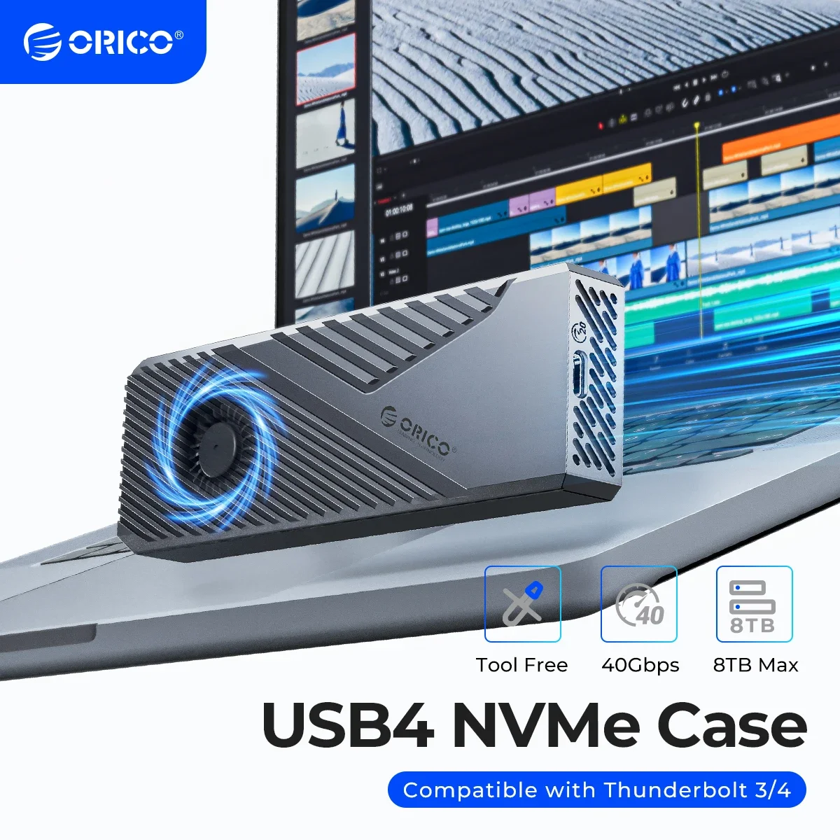 ORICO USB4 40Gbps Caja 8TB PCIe4.0 NVME (Aluminio), Thunderbolt 3/4 Compatible para mac mini iMac
