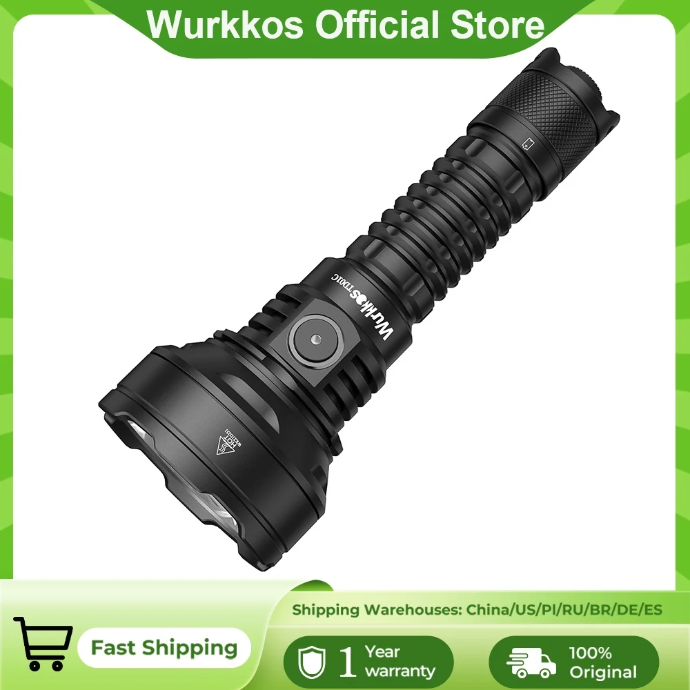 Linterna Táctica Wurkkos TD01C 21700 Recargable por USB, 1800 Lúmenes, Ultra Largo Alcance, Interruptor Trasero, LED, IPX-8