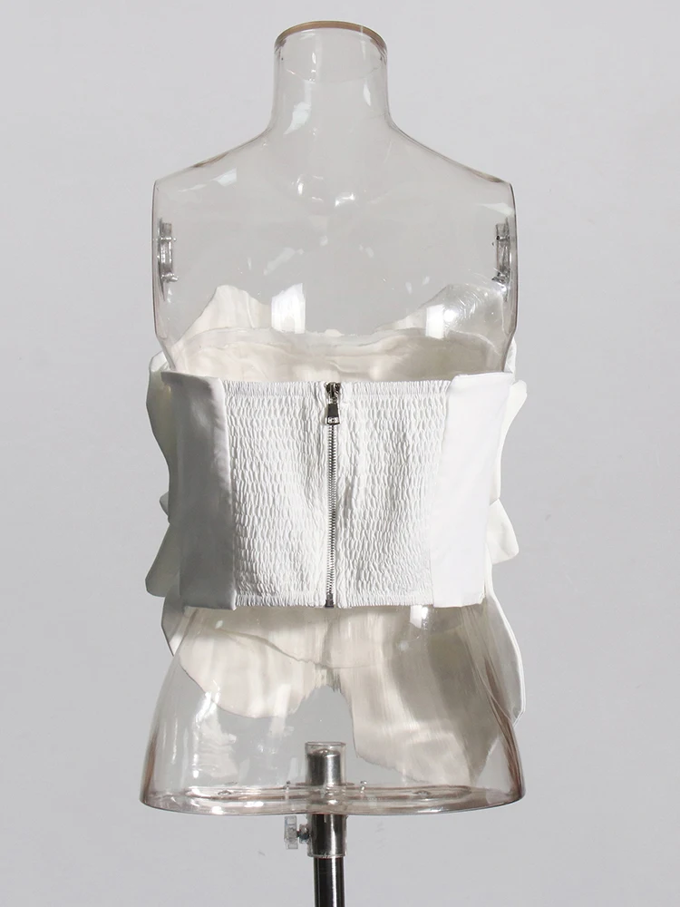 TWOTWINSTYLE-Camiseta sin mangas con apliques de retazos para mujer, chaleco Sexy liso sin tirantes con cremallera empalmada, elegante, estilo femenino