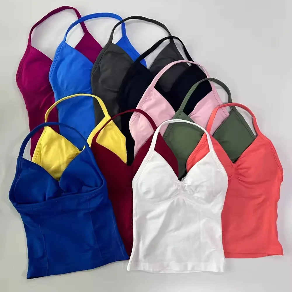 Sujetador Deportivo Sexy para Mujer - Diseño de Espalda Descubierta, Tela Elástica Transpirable para Yoga - Ropa Deportiva Elegante de Color Sólido para Todas las Temporadas