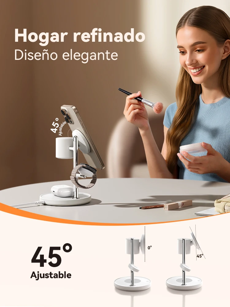 Joyroom Qi2 Estación de carga magnética para Apple Cargador inalámbrico rápido para iPhone 17 16 15 Pro Max para iWatch para AirPods JR-W23