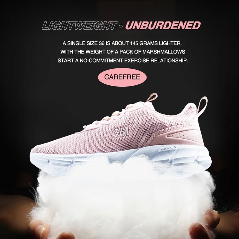 Zapatillas deportivas para correr de 361 grados para mujer, zapatillas deportivas de malla transpirables informales ligeras con amortiguación y absorción de impacto para mujer 681832280