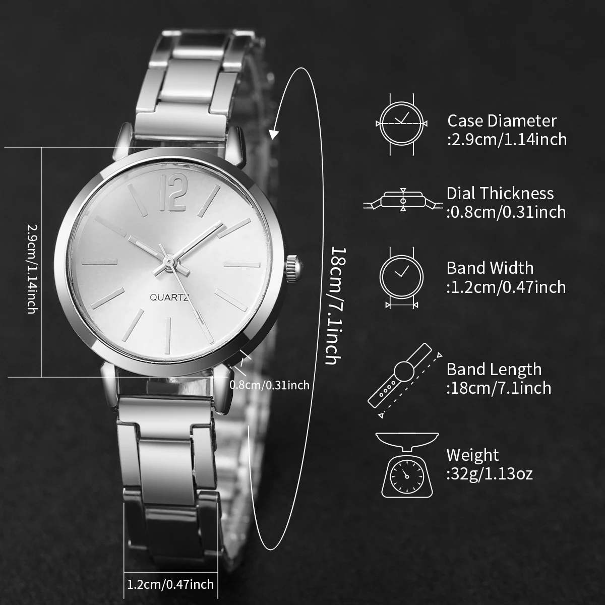 6 unids/set reloj de mujer moda banda de acero relojes de cuarzo conjunto de pulseras de diamantes (sin caja)