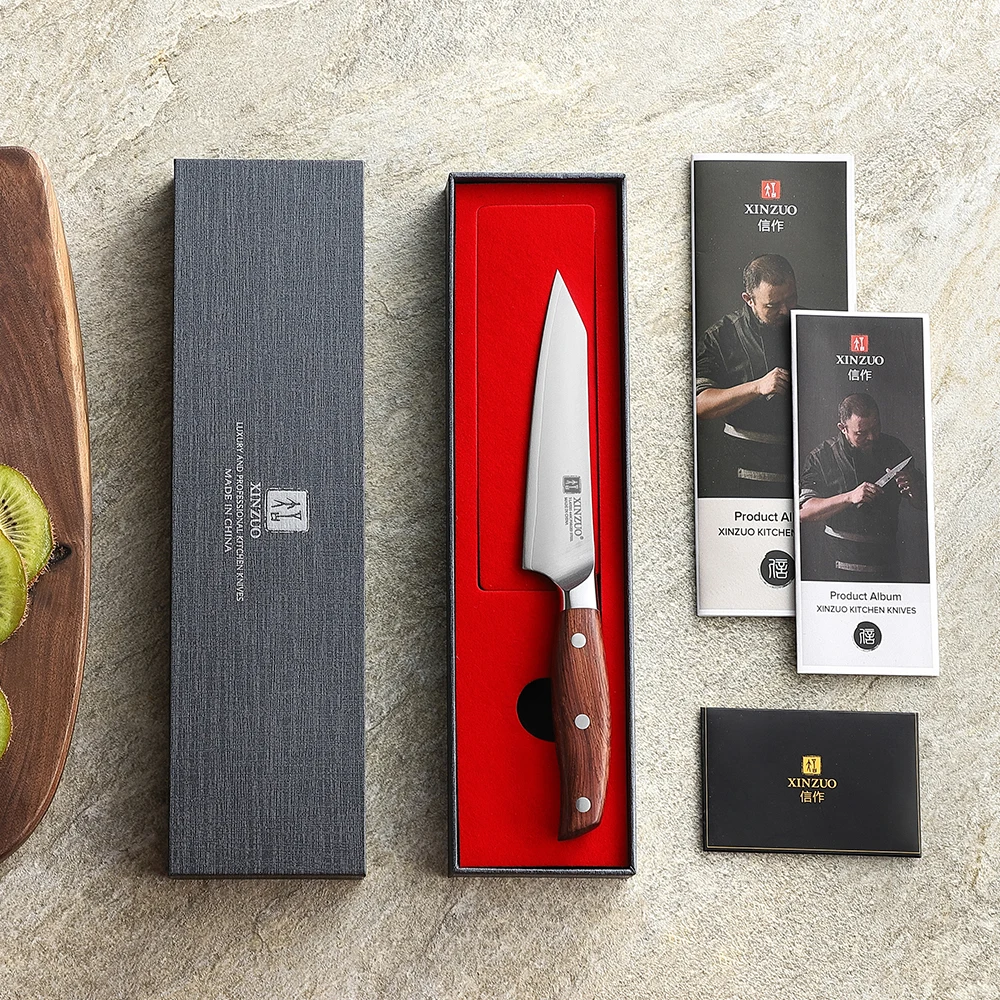 Cuchillo Multiusos XINZUO de 3 Capas de Acero Compuesto de 5'' para Pelar, Cortar y Rebanar, Cuchillo de Cocina Afilado