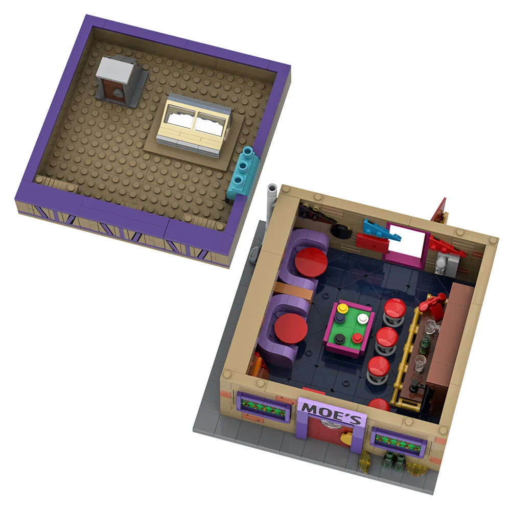 Gobricks MOC Simpsoned Modular Moe's Tavern bloques de construcción lugar de Springfield Modular Moe's Tavern Bar ladrillos modelo juguetes regalo