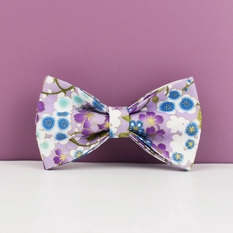 Arnés Ajustable para Perro, Estampado Morado, Algodón Suave, Collar Personalizado para Perro, Juego de Correas y Arnés con Lazo, Accesorios para Perro, Flores 03