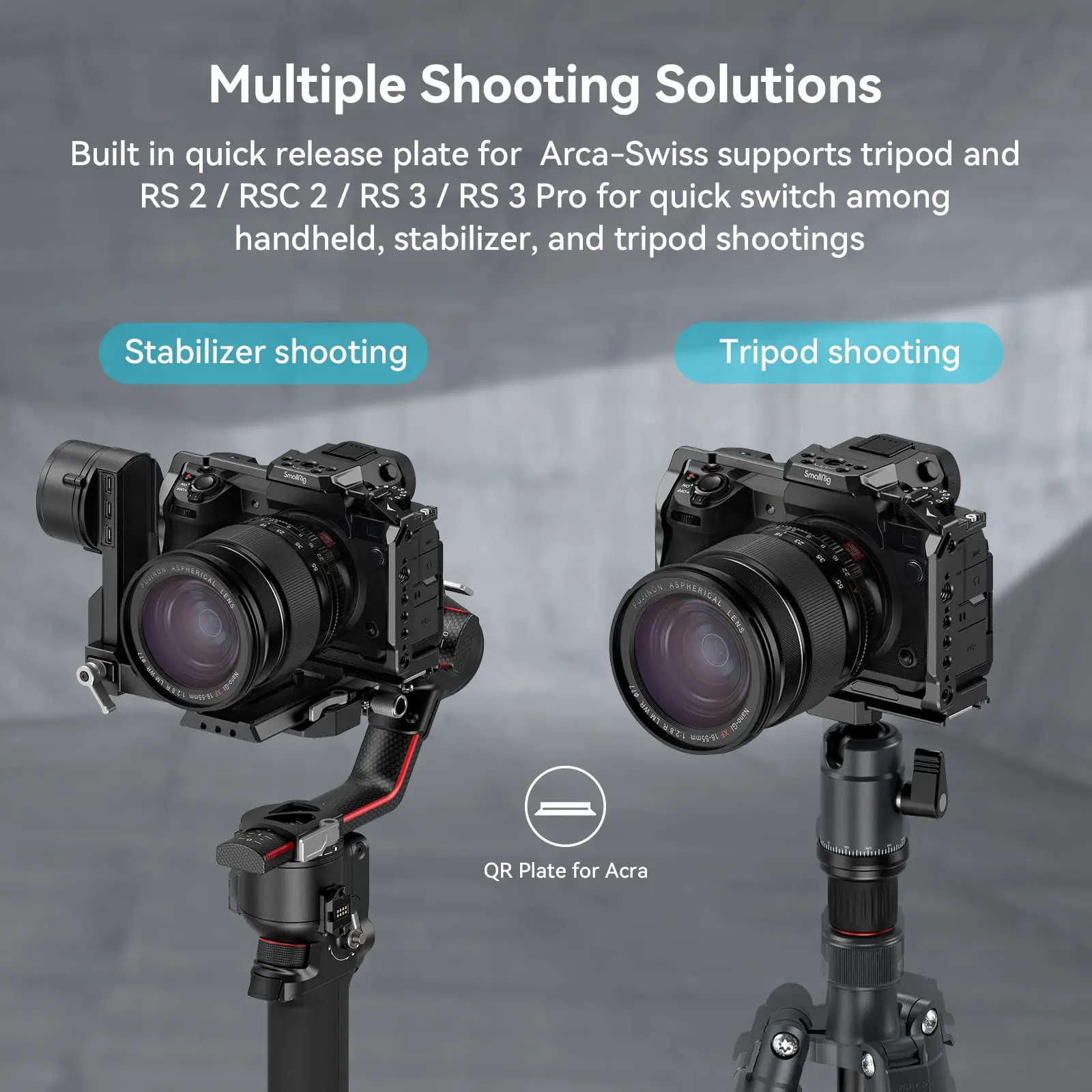 Jaula de cámara SmallRig para FUJIFILM X-H2 / X-H2S, plataforma de cámara de fabricación de vídeo de aleación de aluminio con rieles NATO, placa de liberación rápida -3934