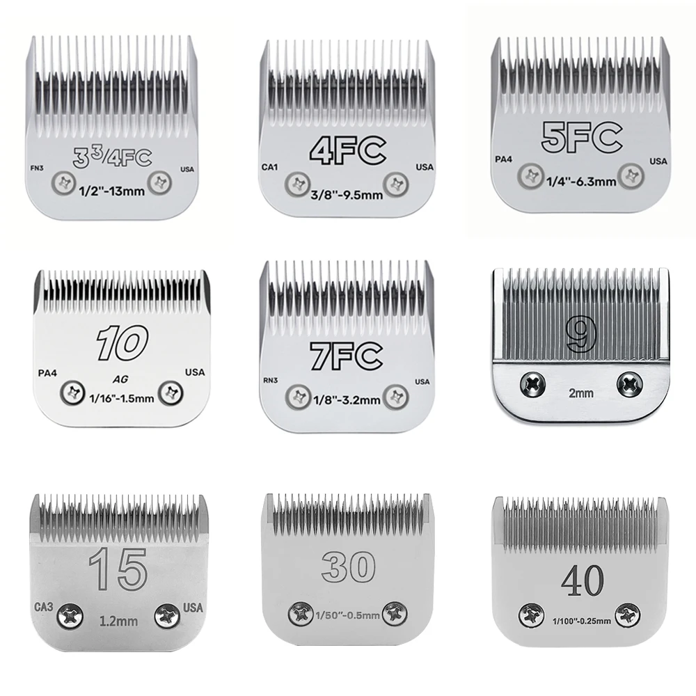 3F,4F,5F,7F 9 # ,10 # ,30 # ,40 # , 50 #   Cuchilla cortadora profesional para perros y mascotas, apta para la mayoría de Andis,Oster A5,Wahl KM Clippers, cortadoras de animales