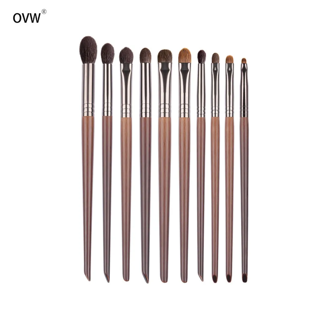 OVW 10 Uds sombra de ojos profesional delineador de ojos licuadora detalle sombreador corto crema para párpados juego de brochas de belleza