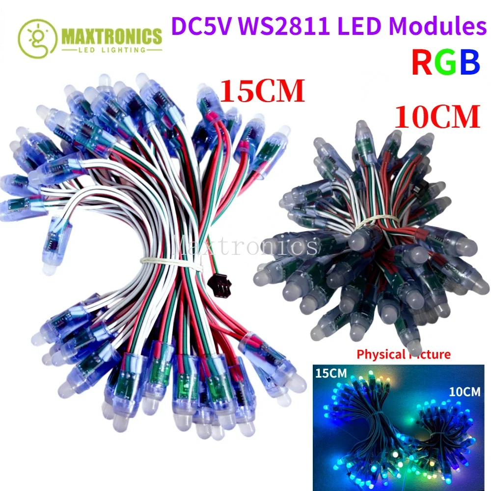 10/15CM DC5V 50 Uds WS2811 IC módulo de luz LED 12MM a todo Color impermeable IP68 LED cadena para Festival lámpara de píxeles LED decorativa