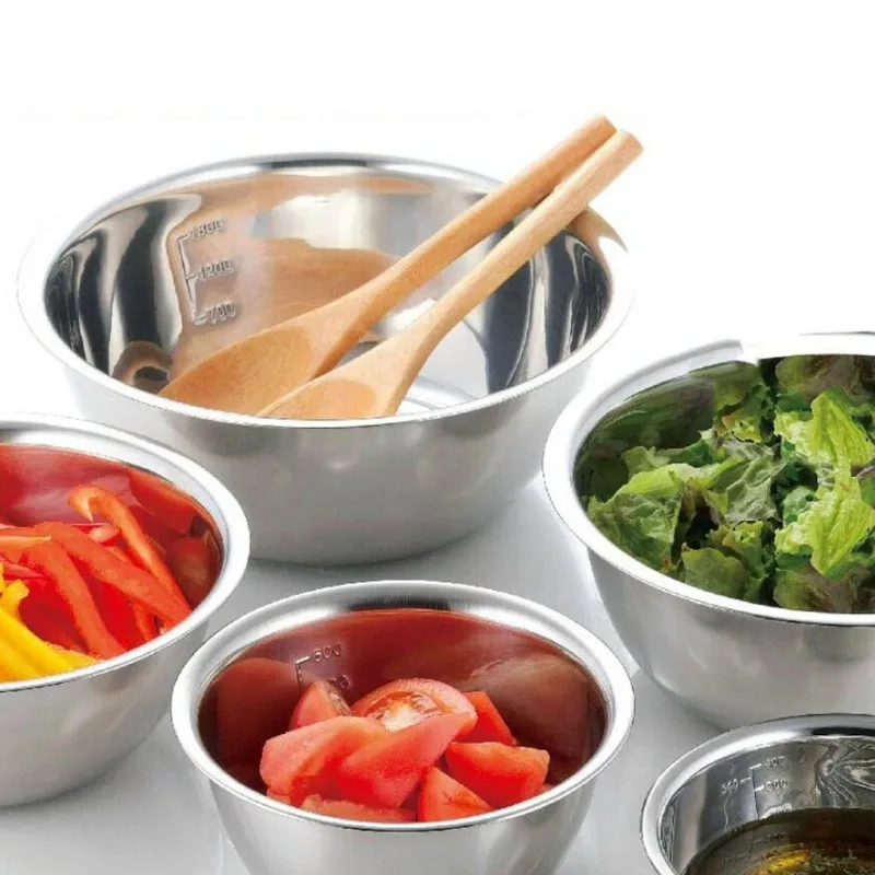 Juego de cuencos para mezclar de acero inoxidable, Set de 5 tazones antideslizantes para mezclar ensaladas, cocinar y hornear