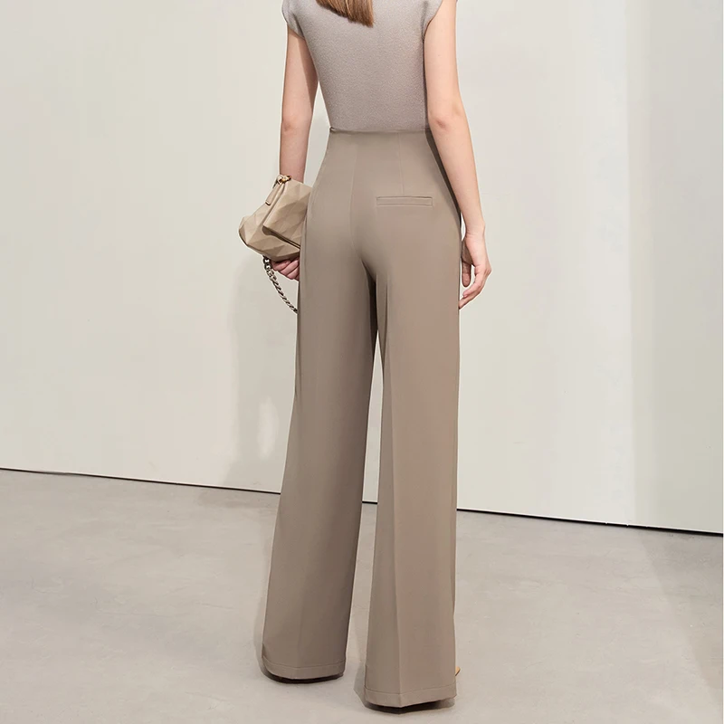 Amii Minimalism 2026, Pantalones Anchos de Verano para Mujer, Pantalones Casuales Rectos Básicos, Pantalones Largos Sólidos para Mujer, 12412006