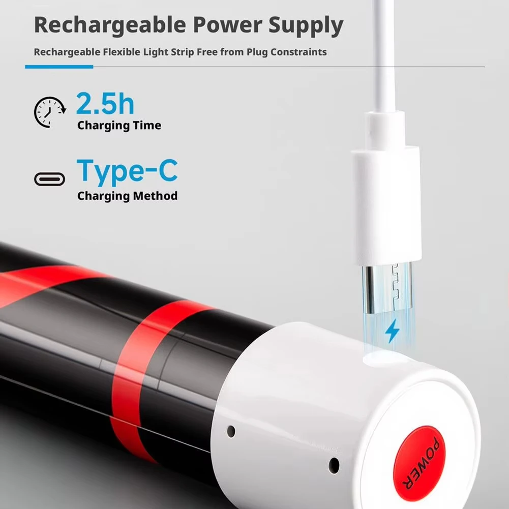 Tira de luz LED de silicona flexible de 73cm, linterna LED de alto lumen, luz de trabajo profesional, herramienta portátil para reparación de automóviles