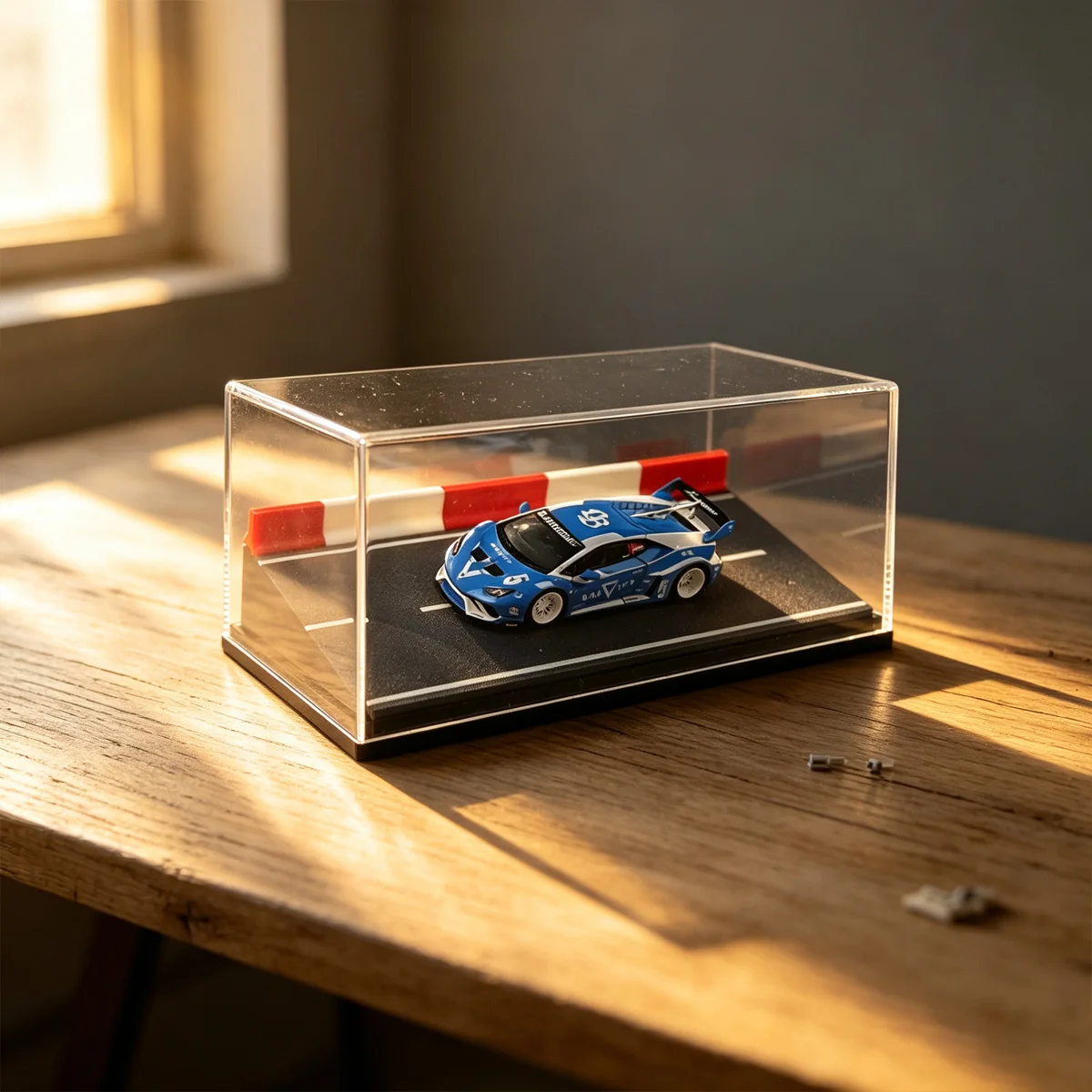 Modelo de Coche a Escala Pequeña, Escena de Pista de Carreras Simulada 1:64, Vitrina Acrílica, Caja de Almacenamiento Universal Hotwheels, Decoración de Escritorio, Adorno