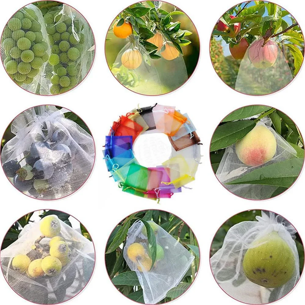 50-300 Uds. Bolsas de malla protectora para frutas, bolsas de protección para uvas, bolsas de malla antipájaros para jardín, cubierta de malla para plantas y vegetales