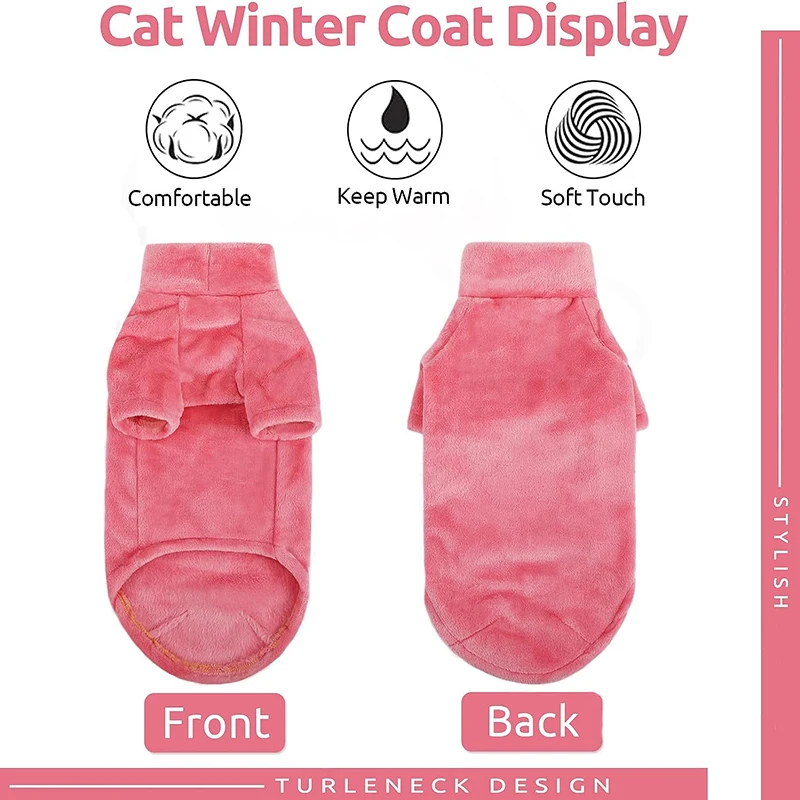 Suéter de cuello alto para gato, abrigo cálido de invierno sin pelo, ropa para gatos, jersey de pelusa suave, camisa para gato Maine-Coon, Chihuahua, ropa para mascotas