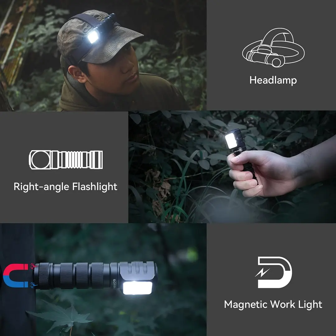 Linterna Frontal SOFIRN HS42 2100lm 18650 EDC USB C Recargable, Linterna LED SST40 con Imán para Camping