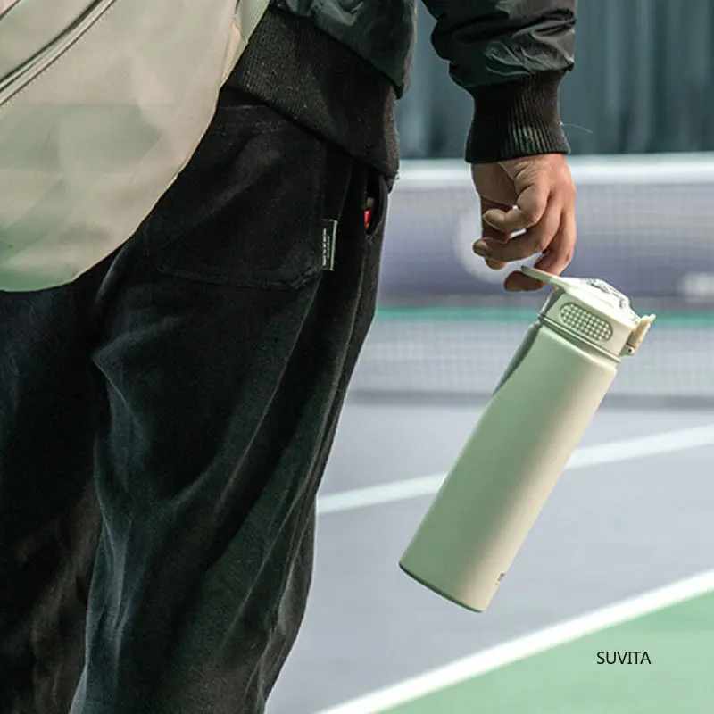 TYESO-botella de agua termo de 600ML/750ML con pajita, taza deportiva térmica de acero inoxidable para coche, mantiene el frío y el calor, taza de viaje térmica