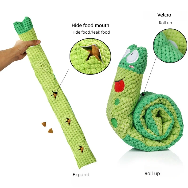 Juguete Interactivo para Perros, Dispensador de Comida, Peluche Indestructible con Sonido, Juguetes Resistentes y Plegables con Forma de Caracol para Cachorros, Suministros para Mascotas