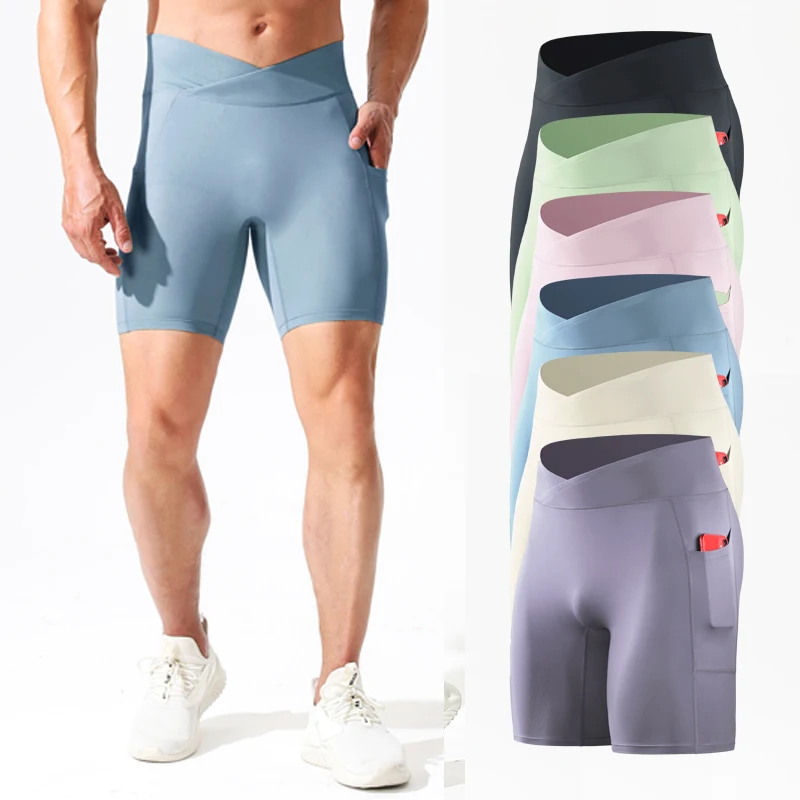 Pantalones cortos para correr al aire libre para hombre, mallas de compresión con bolsillo para gimnasio, ejercicio, Fitness, baloncesto, senderismo, entrenamiento, deporte, fútbol, 15