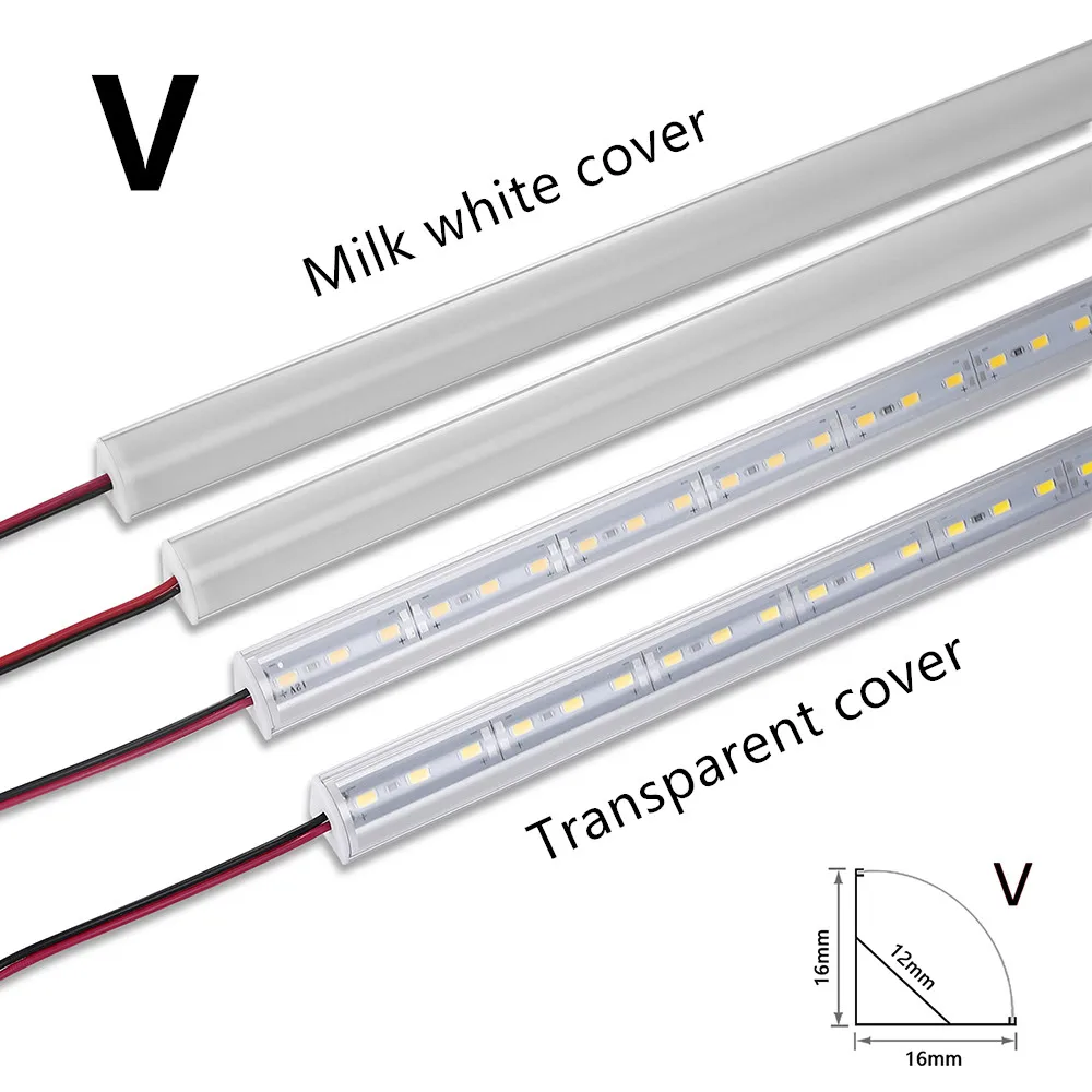 Barra de luz rígida de aluminio LED DC12V 50CM 20 pulgadas en forma de U/V 5730 36LEDs canal de aluminio LED iluminación o conector de decoración del hogar