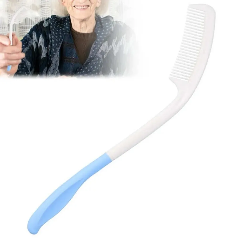 Peine de mango largo para ancianos, cepillo de pelo curvo ergonómico antideslizante para artritis, ayuda para pacientes discapacitados, cuidado de la salud, 1 Uds.