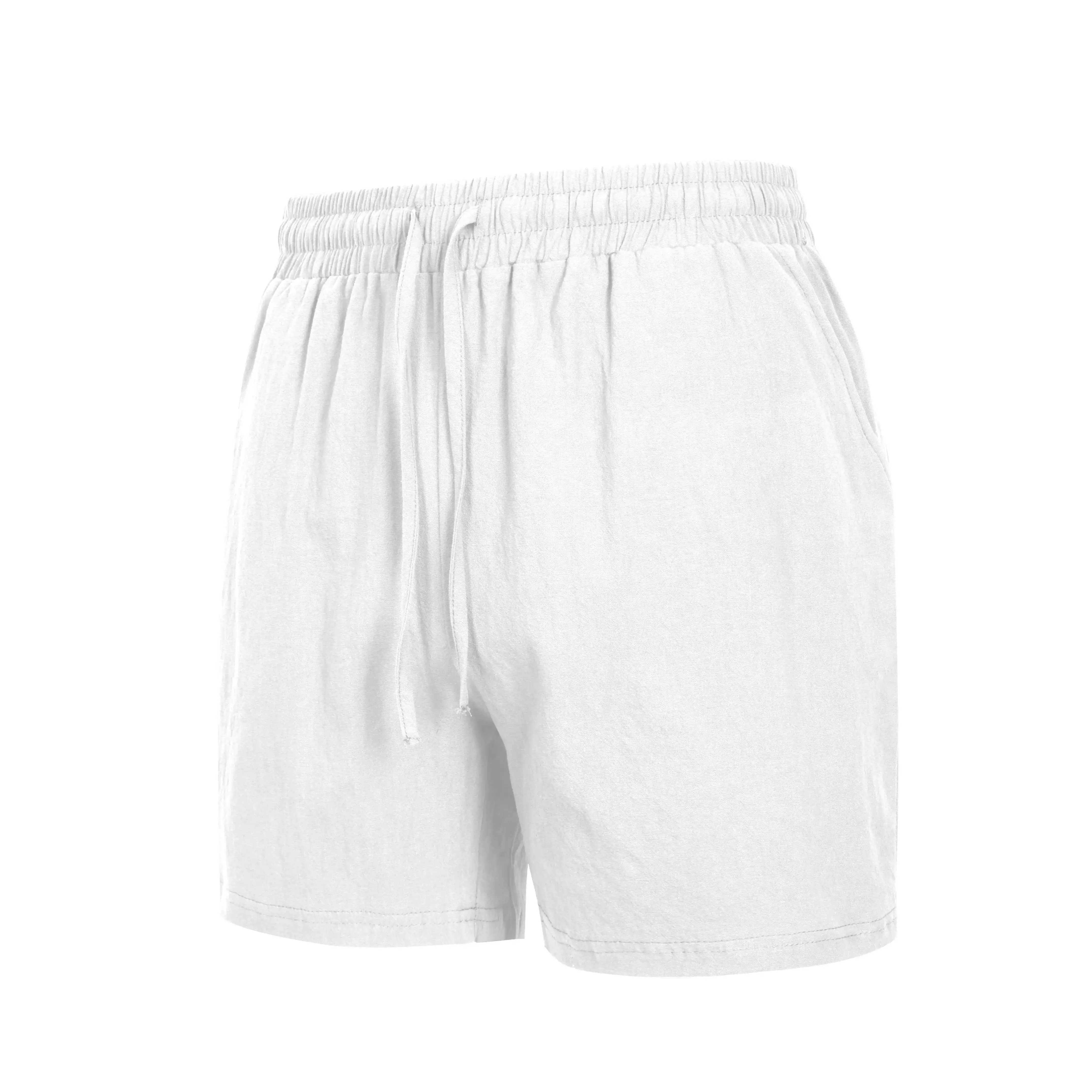 Nuevos pantalones cortos de algodón de Color sólido para playa para hombre, pantalones ligeros de verano para exteriores, pantalones cortos deportivos grandes transpirables para hombre, ropa de calle deportiva para Fitness