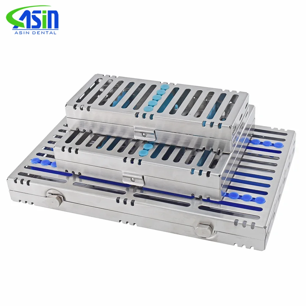 Caja de esterilización quirúrgica autoclavable de acero inoxidable para uso dental, estante de esterilización, cassette dental, bandeja de desinfección para fresas y brocas
