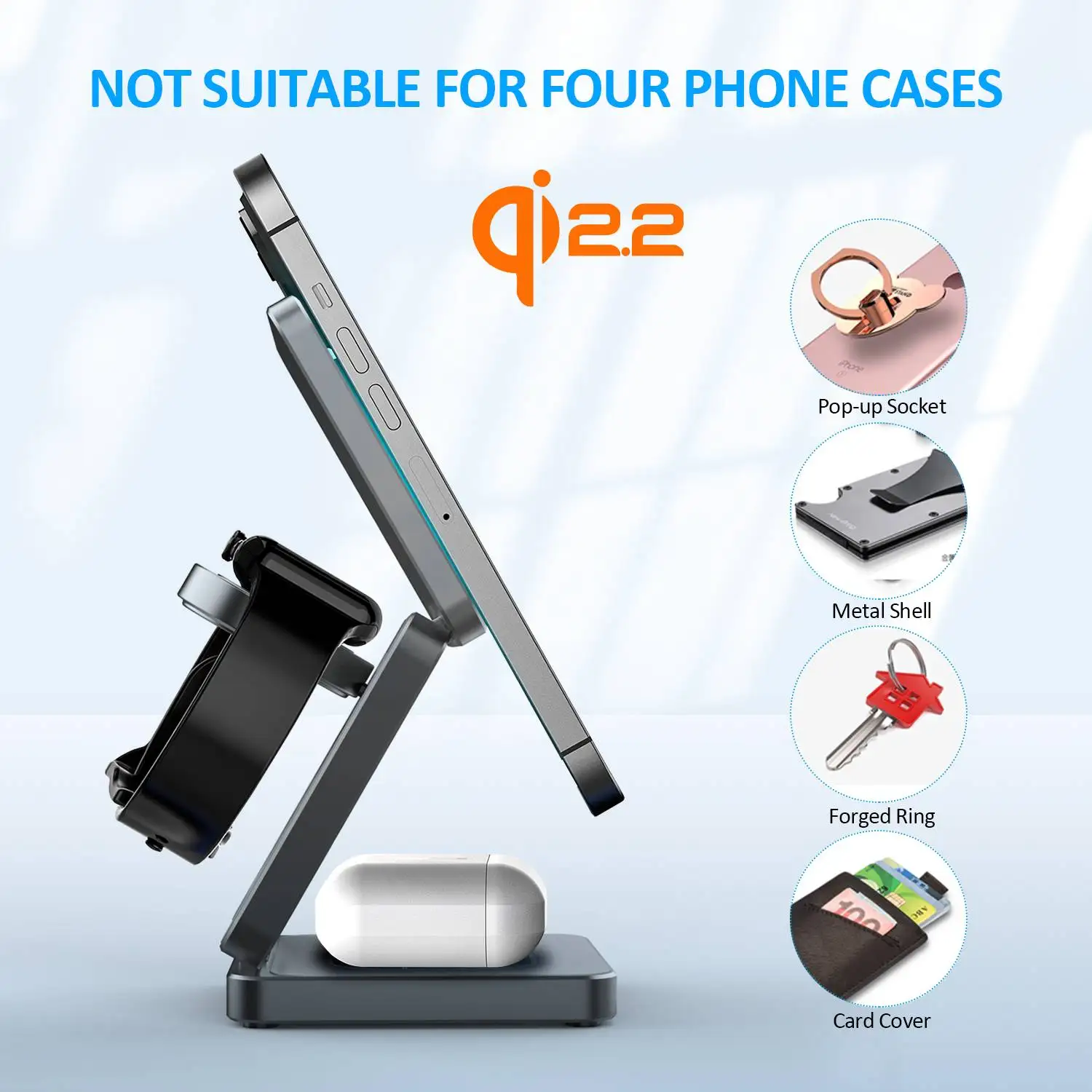 Estación de carga inalámbrica magnética plegable Qi1/Qi2.2 3 en 1 para iPhone serie 12 ~ 17 AirPods iWatch cargador de viaje portátil