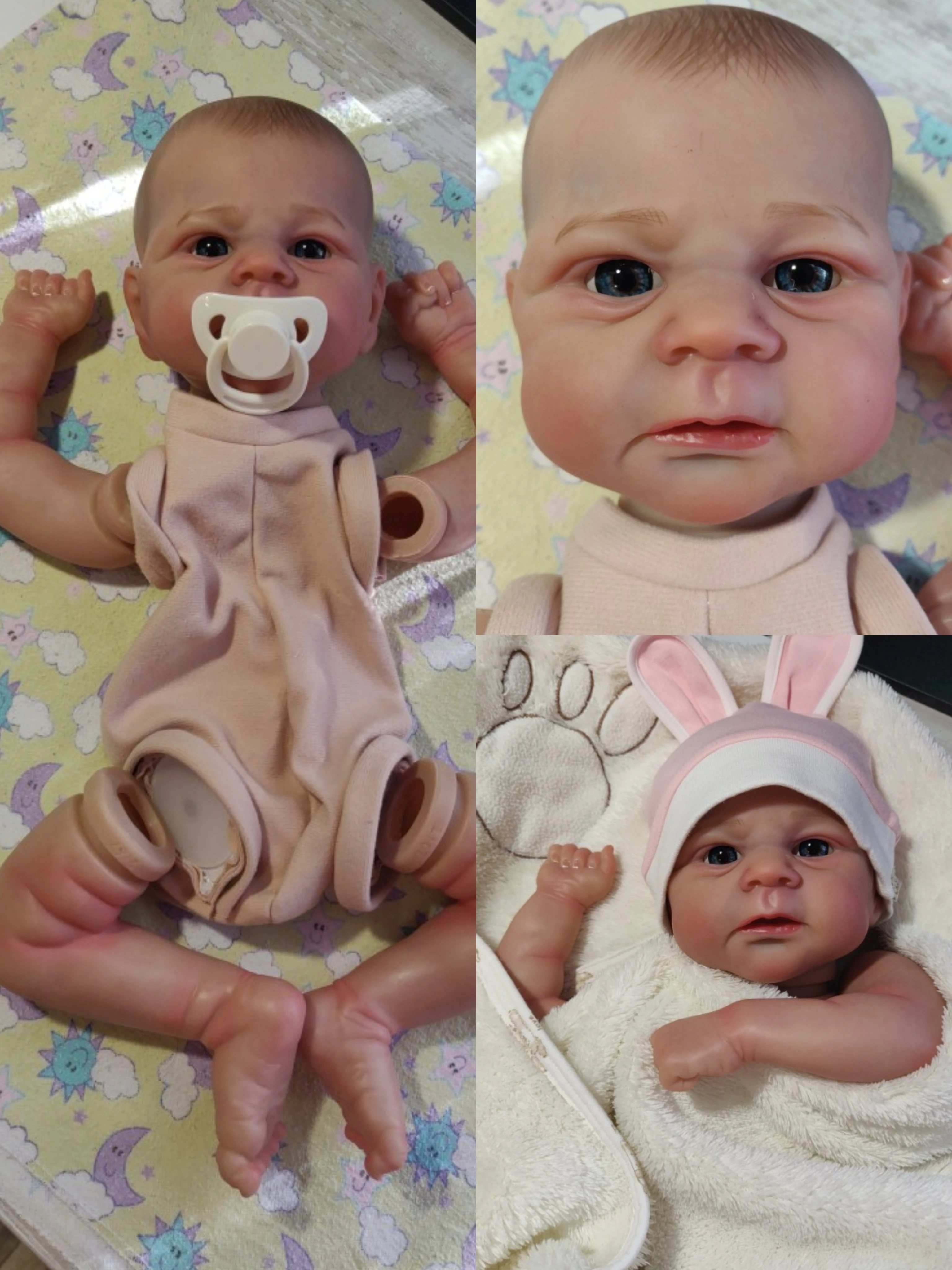 NPK-Muñeca terminada de 19 pulgadas, tamaño ya pintado, Elijah, realista, tacto suave, piezas de muñeca terminadas flexibles con cuerpo y ojos