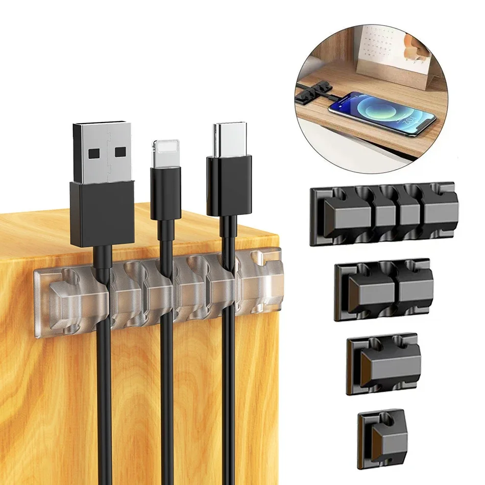 Clips organizadores de cables USB de silicona para coche, hogar, oficina, escritorio, gestión ordenada de cables, enrollador de cables para ratón y teclado