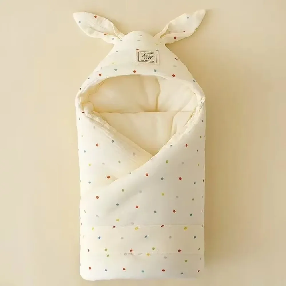 Manta envolvente de algodón arrugado de lujo, diseño de Orejas de conejo, manta térmica Extra suave, diseño acolchado, envoltura para bebé, cuidado de recién nacido