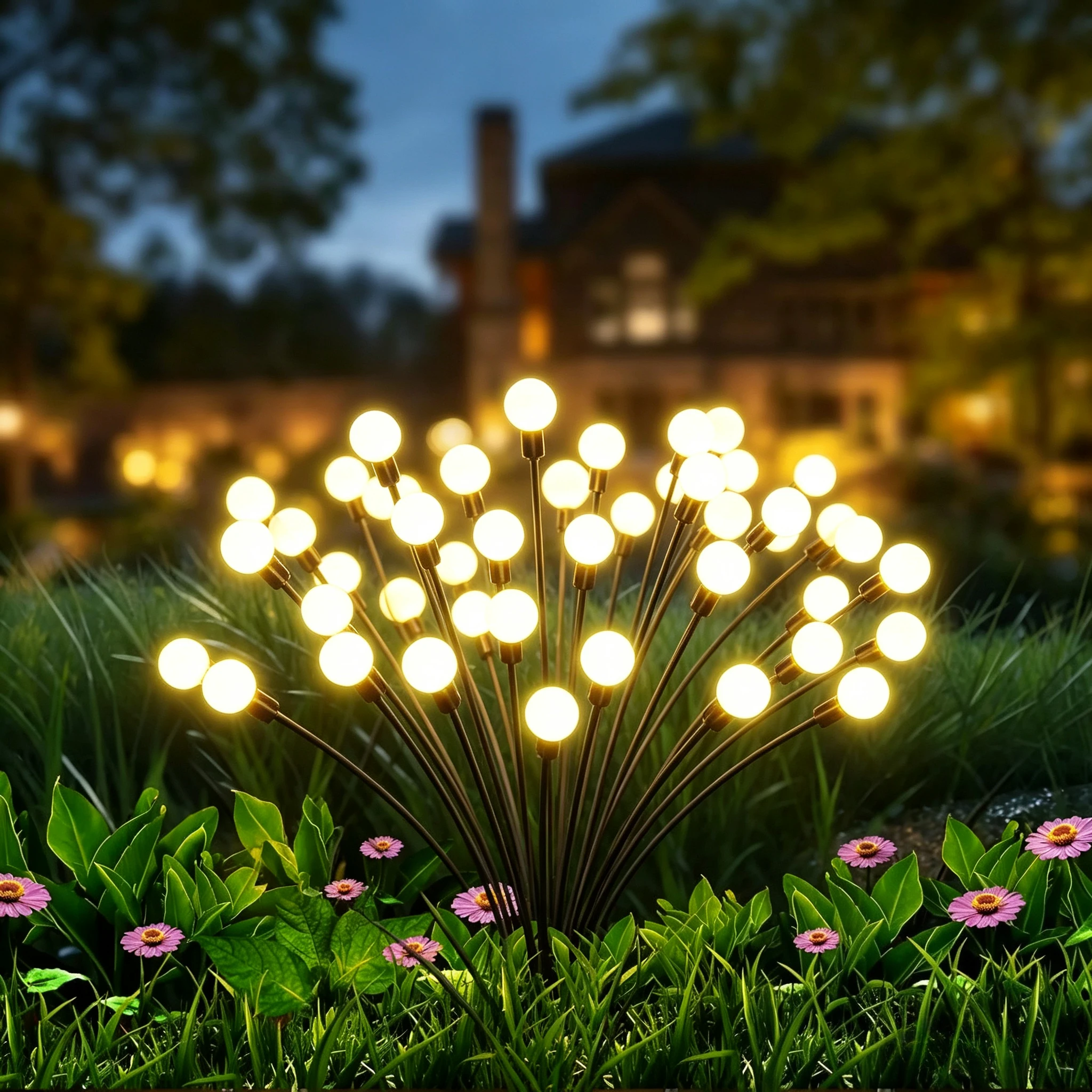 10 Luces Solares LED para Jardín, Tipo Luciérnaga, Impermeables, para Exteriores, Patio, Camino, Decoración Navideña, Lámpara Solar de Jardín