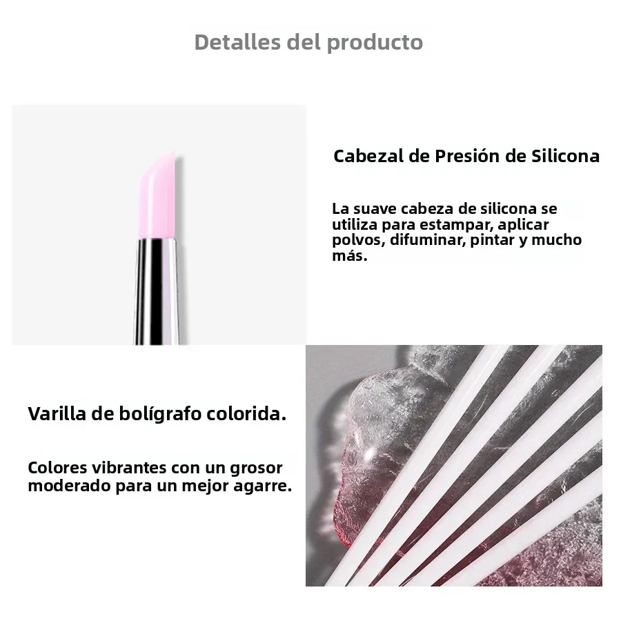 Juego de 5 Pinceles de Silicona Profesionales para Esmalte de Gel UV, Herramientas de Puntillismo para Arte de Uñas 3D, Bolígrafos de Manicura