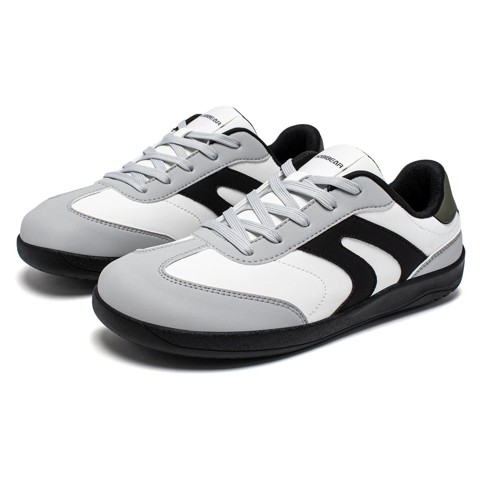 HOBIBEAR Zapatos de punta ancha Zapatillas de deporte descalzas de cuero artificial unisex Zapatos casuales retro Zero Drop para mujeres y hombres