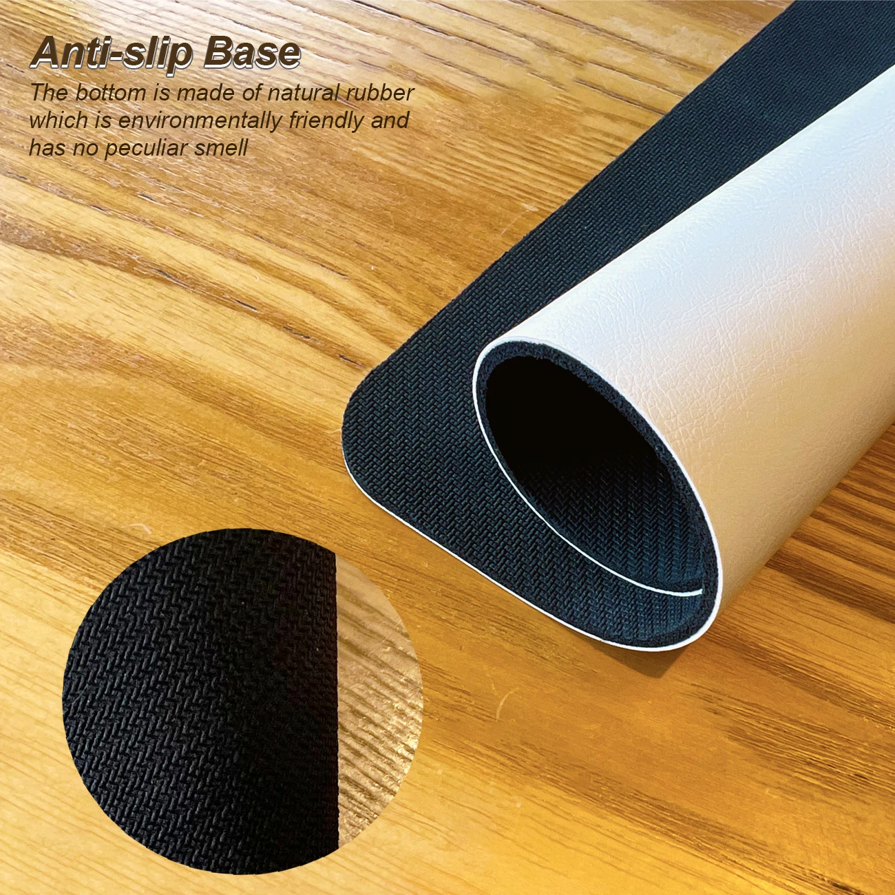 Alfombrilla de ratón de cuero suave blanco con base antideslizante con patrón de Lichi impermeable para el hogar/oficina/juego, 10x8 pulgadas