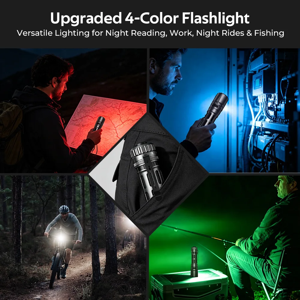 Linterna Táctica LED Wurkkos T1 5500Lm 4 Modos de Iluminación con Clip para Bolígrafo, Resistente al Agua, Recargable por USB, Luz Portátil de Alta Potencia