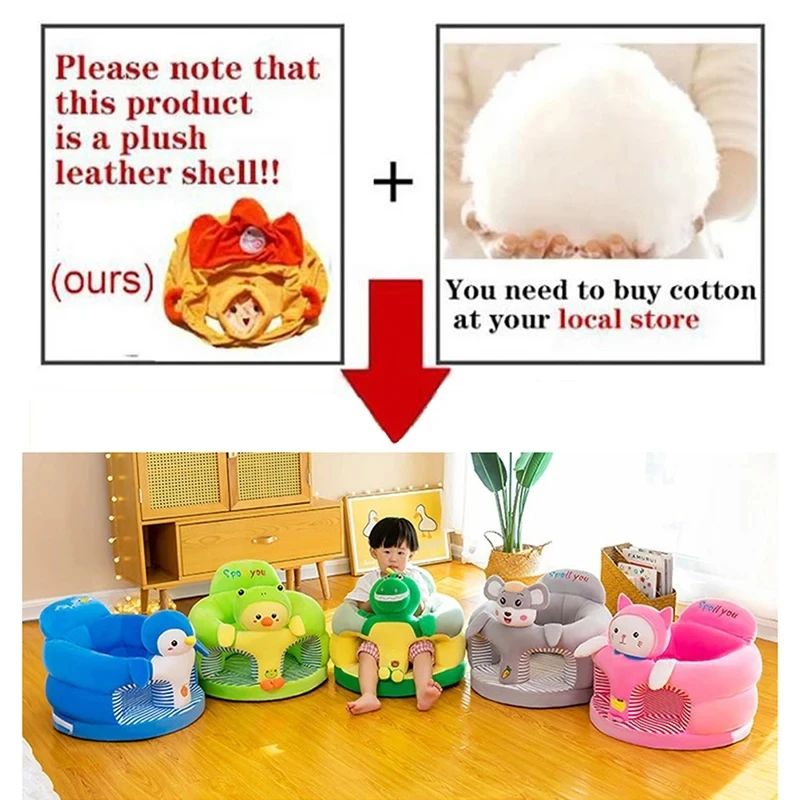 Lindo Sofá de Peluche para Bebés, Funda de Asiento, Silla de Aprendizaje para Sentarse, Silla de Alimentación, Cómoda y Lavable, Sin Relleno