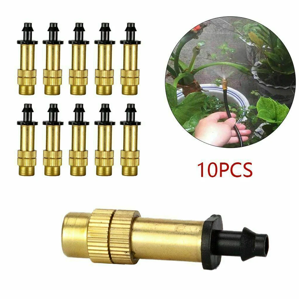 Boquilla de nebulización ajustable para jardín y Patio, rociador de latón, atomización de riego de jardín, boquilla única, 10/30 Uds.